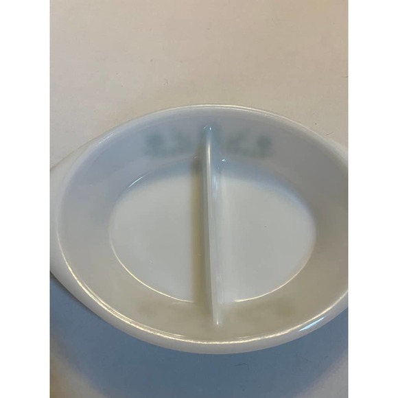 MILK Glass Baking Dish Green Daisy Pattern by Glasbake - Picture 6 of 7